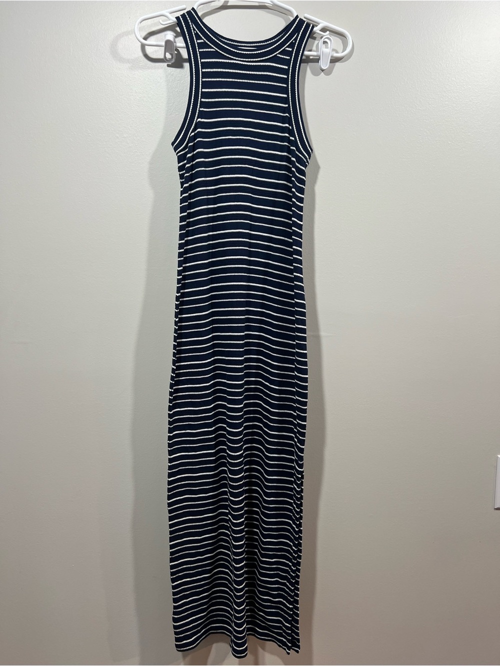 LOFT Navy and White Striped 100% Cotton  Maxi Dress Size XS
